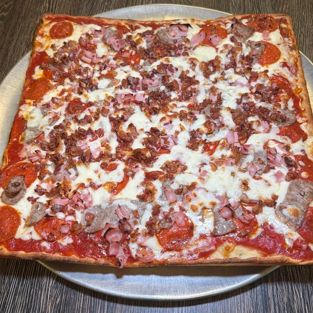 Sicilian Meat Lovers Pizza.